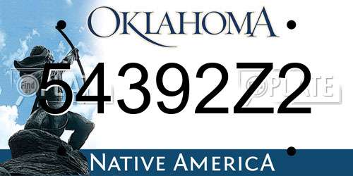 54392Z2 Oklahoma License Plate
