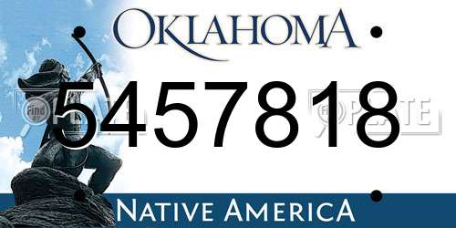 5457818 Oklahoma License Plate