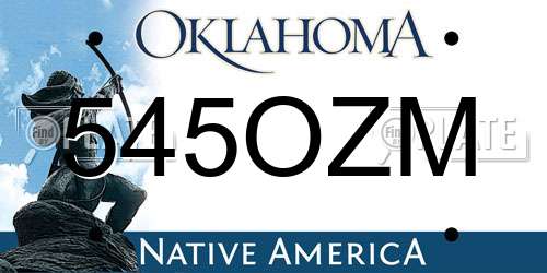 545OZM Oklahoma License Plate