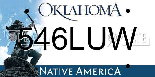 546LUW Oklahoma License Plate