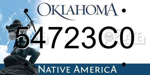 54723C0 Oklahoma License Plate
