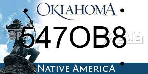 547OB8 Oklahoma License Plate