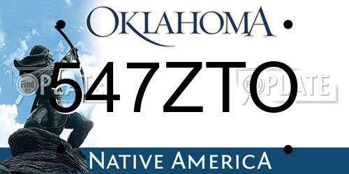 547ZTO Oklahoma License Plate