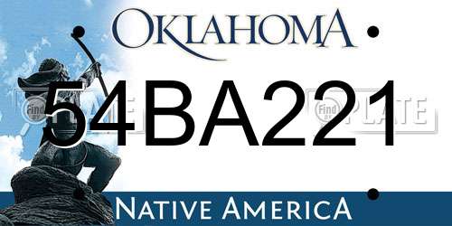 54BA221 Oklahoma License Plate