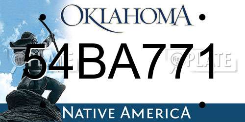 54BA771 Oklahoma License Plate