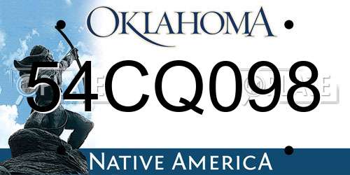 54CQ098 Oklahoma License Plate