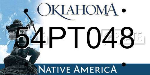 54PT048 Oklahoma License Plate
