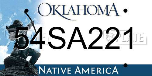 54SA221 Oklahoma License Plate