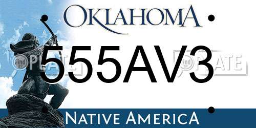 555AV3 Oklahoma License Plate