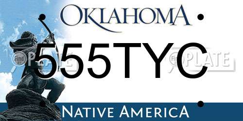 555TYC Oklahoma License Plate