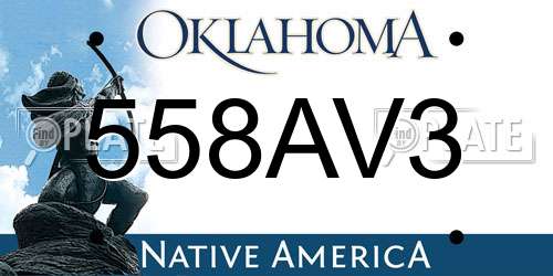 558AV3 Oklahoma License Plate