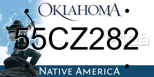 55CZ282 Oklahoma License Plate