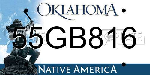 55GB816 Oklahoma License Plate