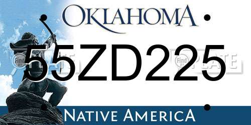 55ZD225 Oklahoma License Plate
