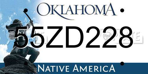 55ZD228 Oklahoma License Plate
