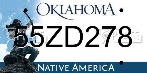 55ZD278 Oklahoma License Plate