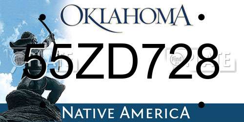 55ZD728 Oklahoma License Plate