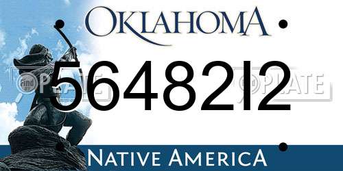 56482I2 Oklahoma License Plate