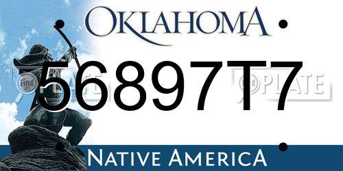 56897T7 Oklahoma License Plate