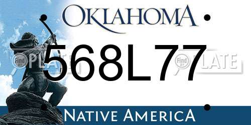 568L77 Oklahoma License Plate