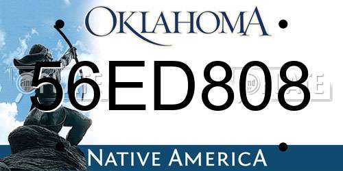 56ED808 Oklahoma License Plate