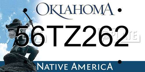 56TZ262 Oklahoma License Plate