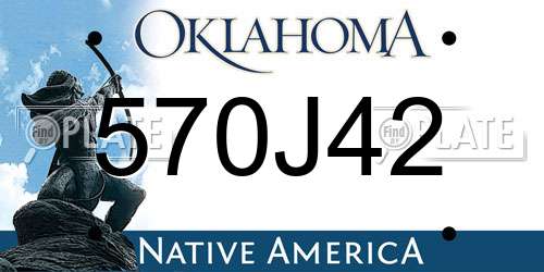 570J42 Oklahoma License Plate