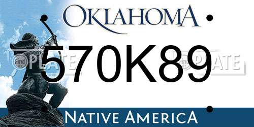 570K89 Oklahoma License Plate
