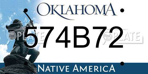 574B72 Oklahoma License Plate