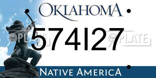 574I27 Oklahoma License Plate