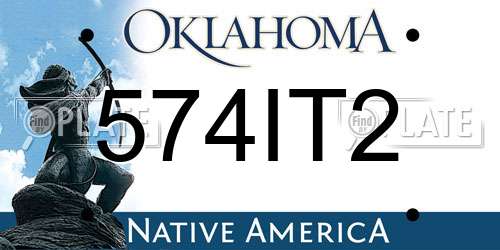 574IT2 Oklahoma License Plate