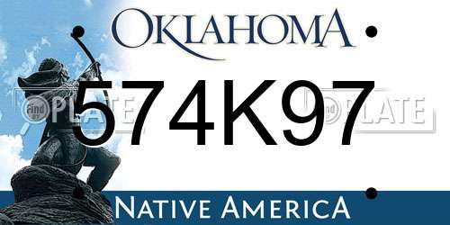 574K97 Oklahoma License Plate