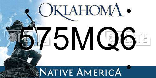 575MQ6 Oklahoma License Plate