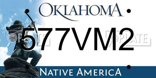 577VM2 Oklahoma License Plate