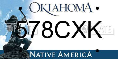 578CXK Oklahoma License Plate