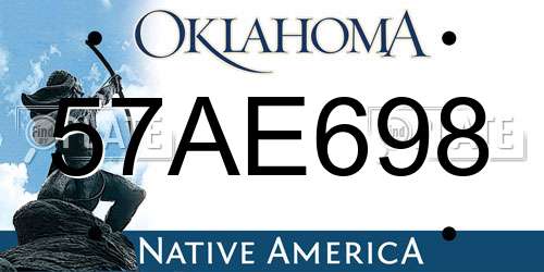 57AE698 Oklahoma License Plate