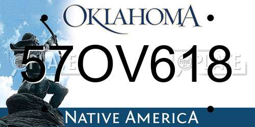 57OV618 Oklahoma License Plate