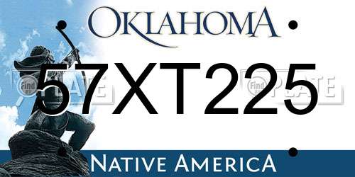 57XT225 Oklahoma License Plate