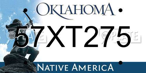 57XT275 Oklahoma License Plate