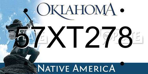 57XT278 Oklahoma License Plate
