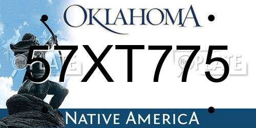 57XT775 Oklahoma License Plate