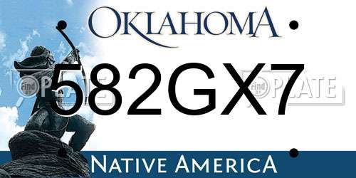 582GX7 Oklahoma License Plate