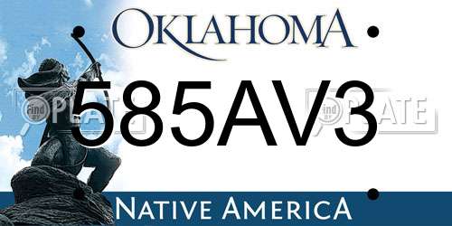 585AV3 Oklahoma License Plate