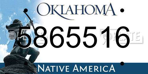 5865516 Oklahoma License Plate