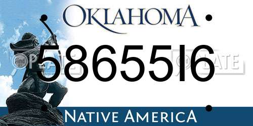 58655I6 Oklahoma License Plate