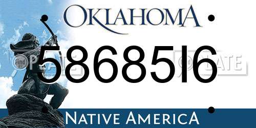 58685I6 Oklahoma License Plate