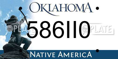586II0 Oklahoma License Plate