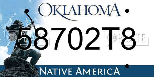 58702T8 Oklahoma License Plate