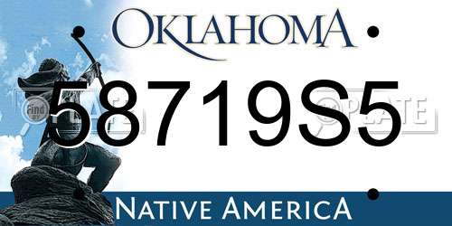 58719S5 Oklahoma License Plate