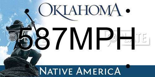 587MPH Oklahoma License Plate